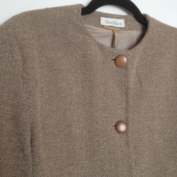 Vintage Max Mara light taupe brown grey wool jacket - Picture 3 of 10